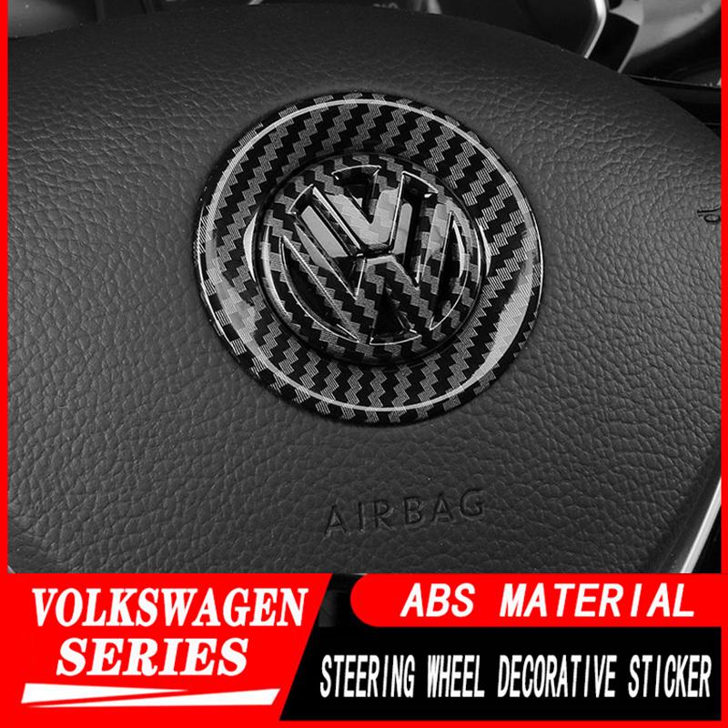 2026 Hot For VW VOLKSWAGEN Car Carbon fiber pattern Logo Steering Wheel Decoration Sticker For VW GTI Polo Golf MK6 MK7 MK8 Pass