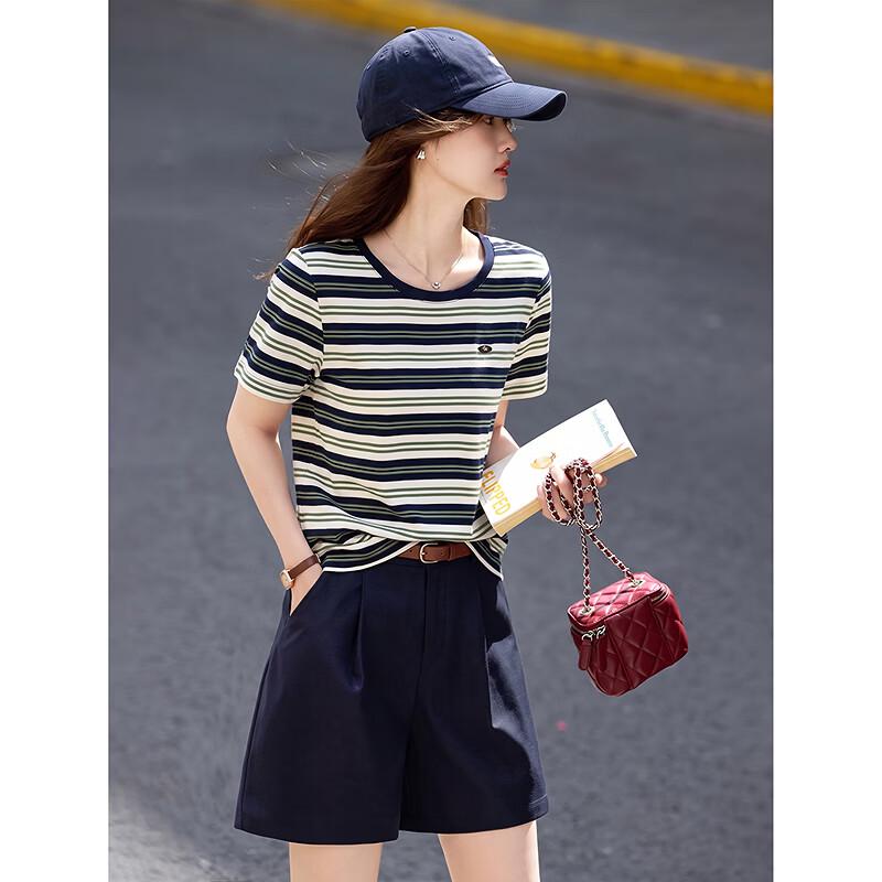 Color Block Striped Short Sleeve T-Shirt S
