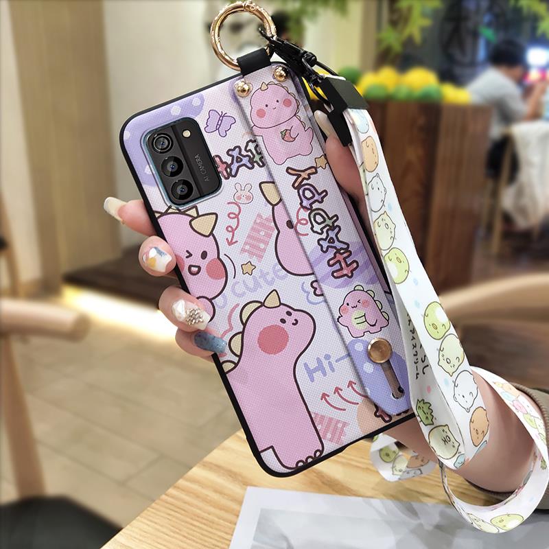 Wristband Dirt-resistant Phone Case For Nokia G100 Wrist Strap Anti-knock Durable Back Cover Anti-dust Silicone Cartoon
