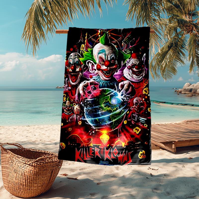 Horror Clown Circus Fashion Beach Towel: Ideal for Summer Adventures Soft, absorbent and quick drying suitable for swimming and bathing