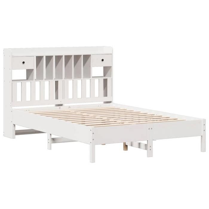 VidaXL Lit bibliothèque sans matelas blanc 150x200 cm bois pin massif 3322907