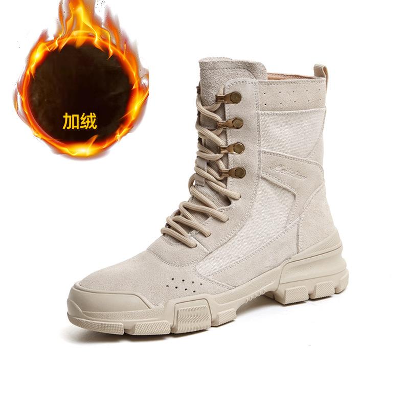 Fashion Work boots for women in spring 2025 new thick soled suede short boots for hiking and hiking casual boots