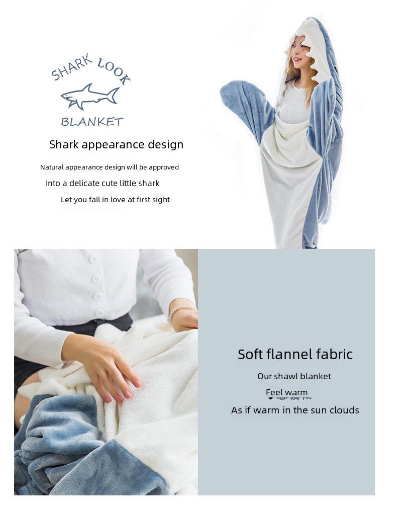 Adult Shark Hoodie Sleeping Bag - Flannel One-Piece Pajamas & Robe