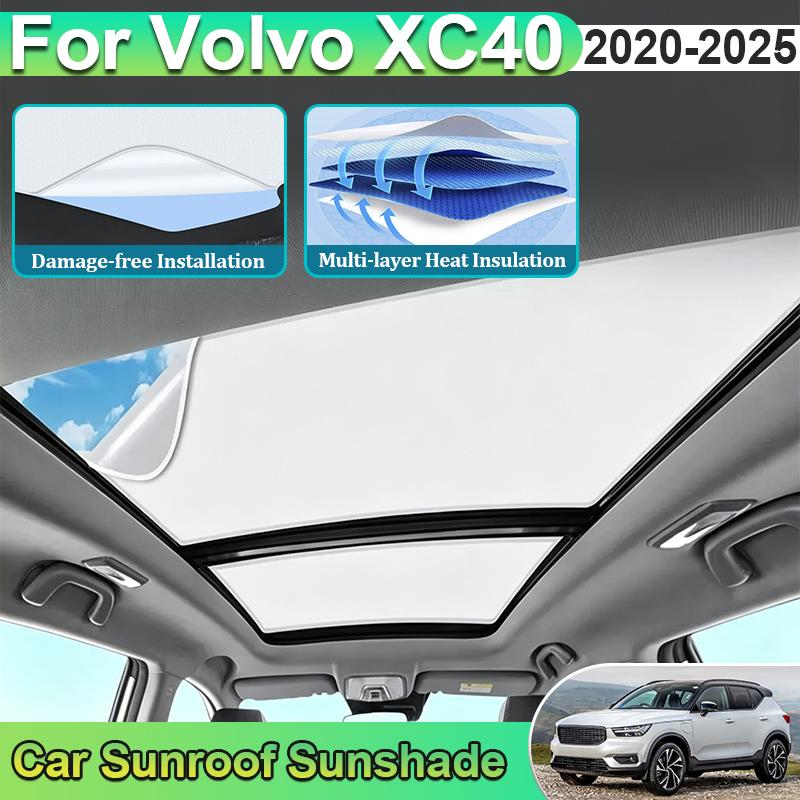 Auto Schiebedach Sonnenschutz für Volvo XC40 Zubehör Innen 2020~2025 Elektrostatische Adsorption Hitzeschutz Sonnenschutz Blocker
