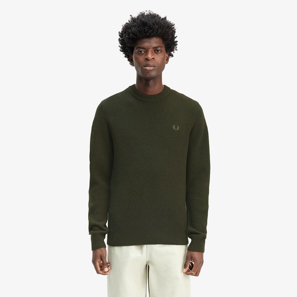 Fred Perry [Sharp] Lambswool Knit - Hunting Green Afpm2436539-408 Hunting Green/S