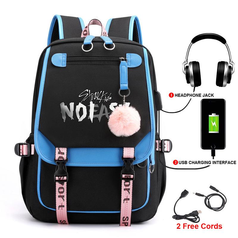 Korean Stray Kids Backpack Student Bag Men'S And Women'S Fashion Backpack Travel Bag Usb Computer Bag