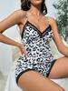 High-end Quality Sexy Leopard Print Summer Thin Breathable Suspender Suit Set New Milk Silk Woman