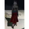 Spring New Women's Clothing Wave Swing Slimming Elegant Velvet High Waist Midi Skirt Skirt 0072158