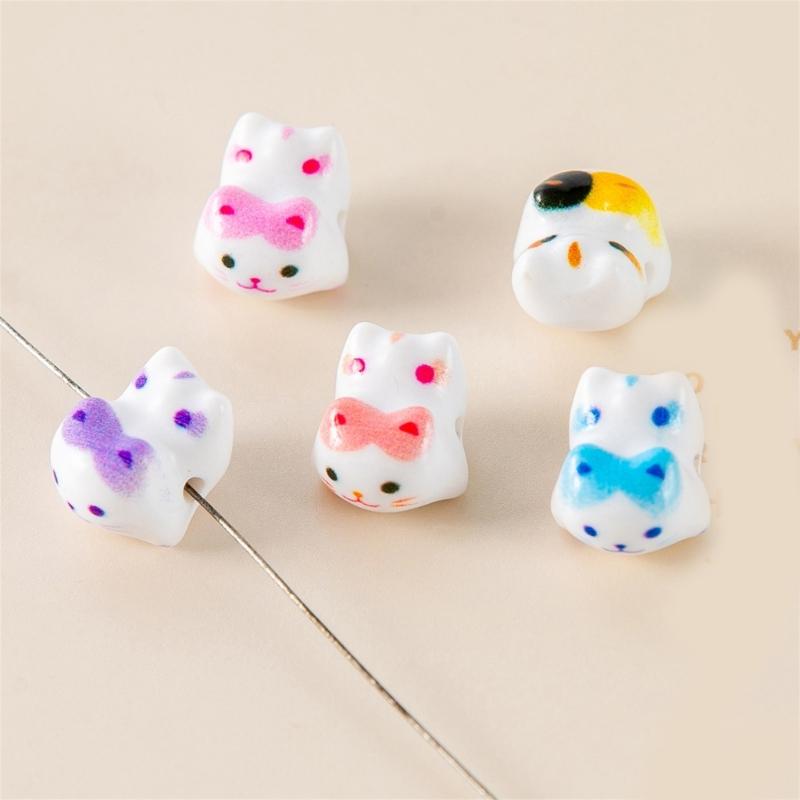 10pcs Handmade Jewelry Supplies Wealth Cats Beads for DIY Bracelets Earrings and Necklaces Beads for Crafting