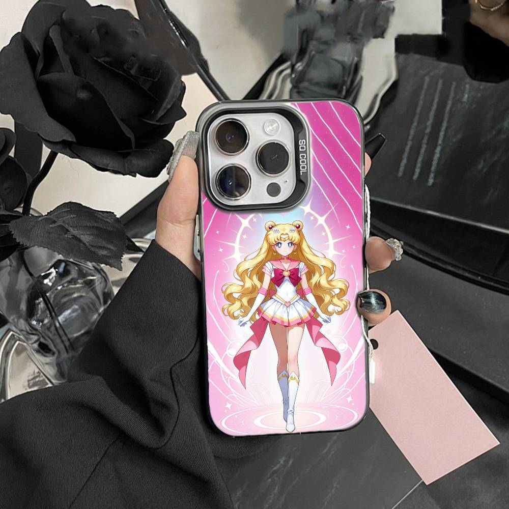 Cartoon F-Sailor M-Moons Phone Case For iPhone 17,16,15,14,13,12,Pro MAX Black Matte Shockproof Cover