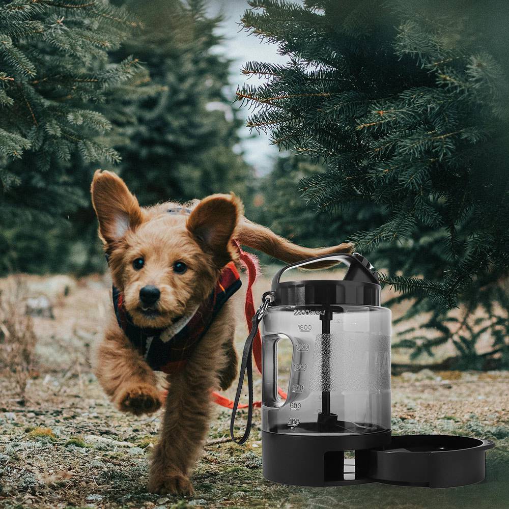 77oz/2.2L Pet Drink Travel Bowl Portable Leak Proof Lock Cats Water Feeder Bowls 2-in-1 Dog Water Bottle Outdoor
