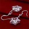 925 Sterling Silver Classic Star Crystal Earrings Charm for Women Jewelry Fashion Wedding Engagement Party Gift