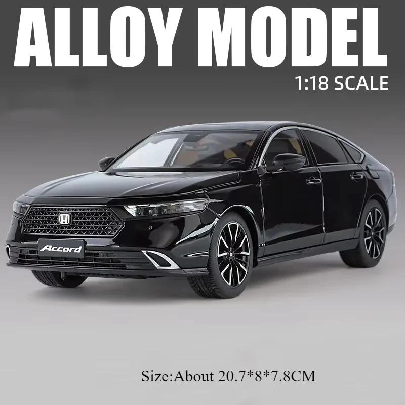 1:18 Mustang Gt500 Accord Alloy Cars Diecast Models Toys 4 Doors Opened With Sound Light Pull Back Vehices Kids Birthday Present
