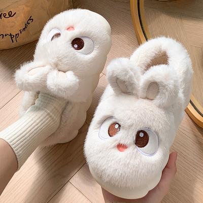 Fashion White Bunny Slippers For Home Kawaii Shoes Women Rabbit Fluffy Slippers Winter Indoor Sandals Woman Platform Bootie Slipper New