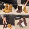 Cowhide Version Barn Style Retro Gold V Western Boots Stacking Boots Short Boots Women's Shoes Soft Sole Fashion Boots 2025 New