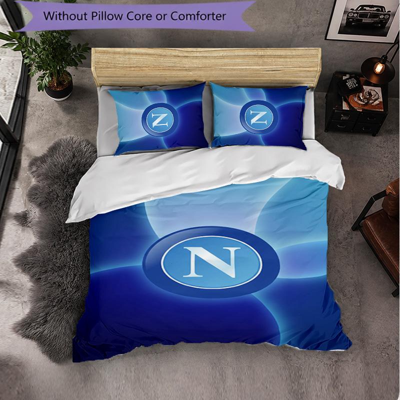 Biancheria da Letto a Tema Napoli FC Set 3 Pezzi Copripiumino Biancheria da Letto Decorativa Per Camera Adolescenti Decorazione Casa