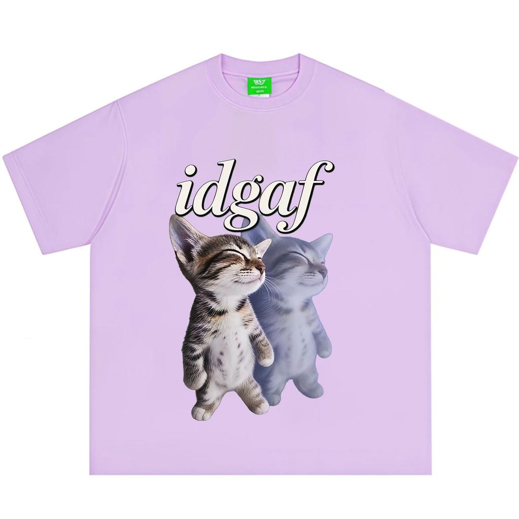 Idgaf Funny Cat Meme T Shirt Unisex Unisex Fashion TShirt Summer Shortsleeved Loose Casual Cotton Oversized Hiphop Tshirts Tops