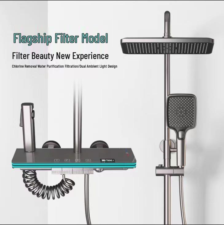 Modern Smart Constant Temperature Shower Faucet Set - Complete Pressurized Shower System for Household Use.