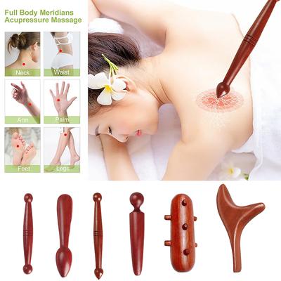 Massager For Body Wooden Massage Stick Set Acupuncture Massage Spa Therapy Tool Point Acupoint Stick Treatment Guasha Relax