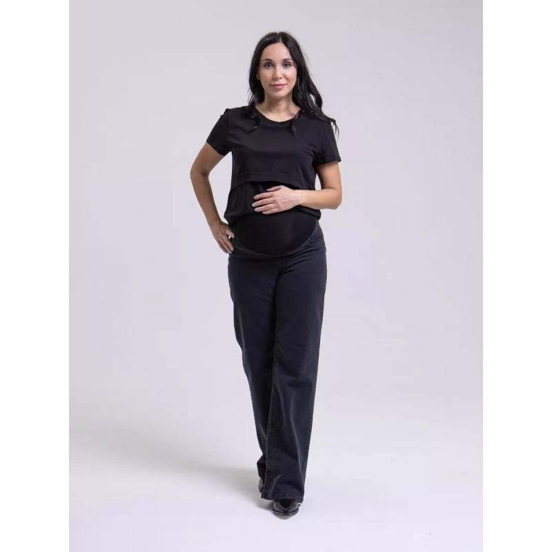 Maternity High Waist Jeans Loose Wide Leg Pants Slim Casual Wear