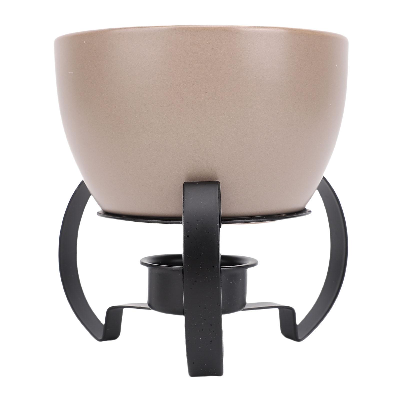 Фондюшница и вилки Металлическая подставка Керамический набор для фондю для плавления сыра, мороженого, шоколада серый