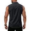 Chemise sans manches légère à revers et boutons pour homme, idéale pour le travail.