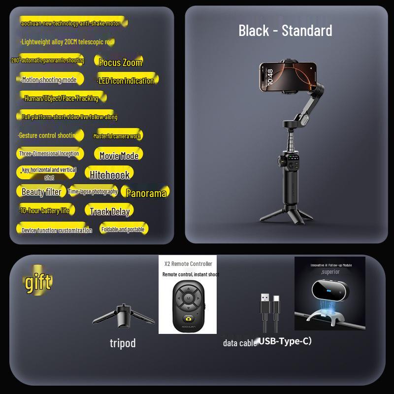 Oikawa Smart X2 Handheld Gimbal: Three-Axis Mobile Stabilizer with AI Tracking for Live Streaming