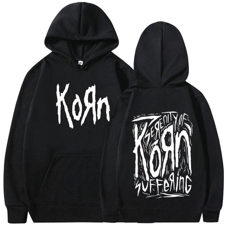90s Korn Metal Rock Band Hoodies Men Vintage Gothic Oversized Hooded Sweatshirts Fashion Casual Long Sleeve Hoodie Streetwear