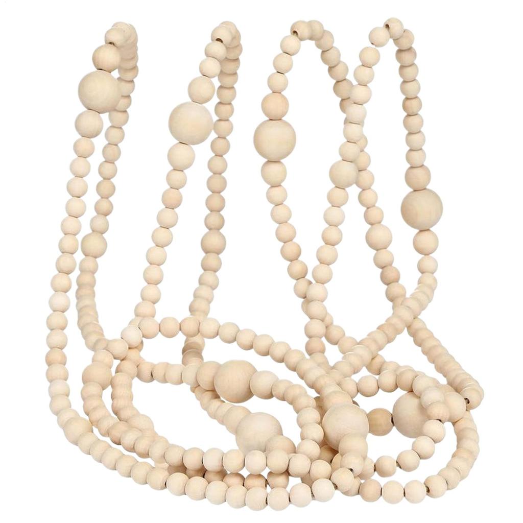 12FT Christmas Wood Bead Wreath DIY Christmas Wooden Beads Garland For Christmas Tree Indoors Fireplace Decoration