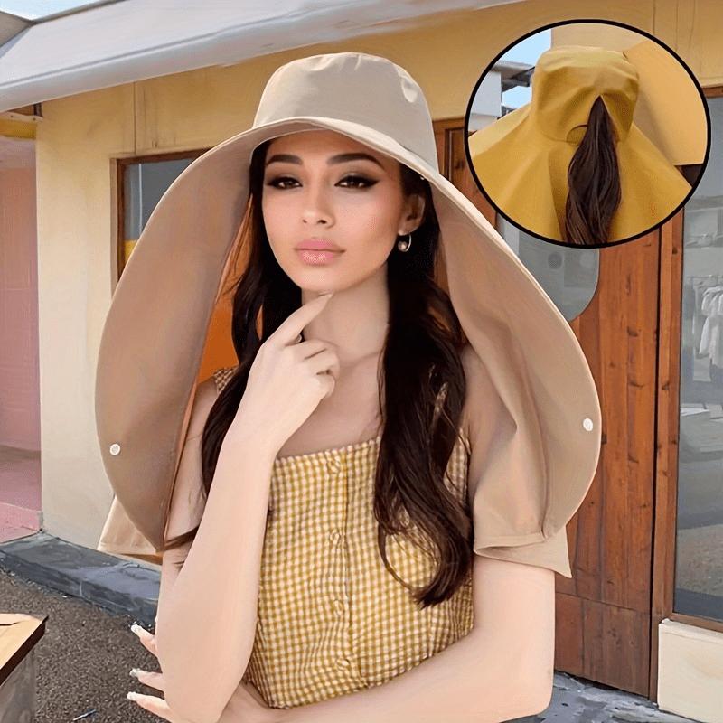 

Женская шляпа от солнца с защитой шеи, складная летняя пляжная кепка с широкими полями, легкая дышащая для весенне-летнего сезона