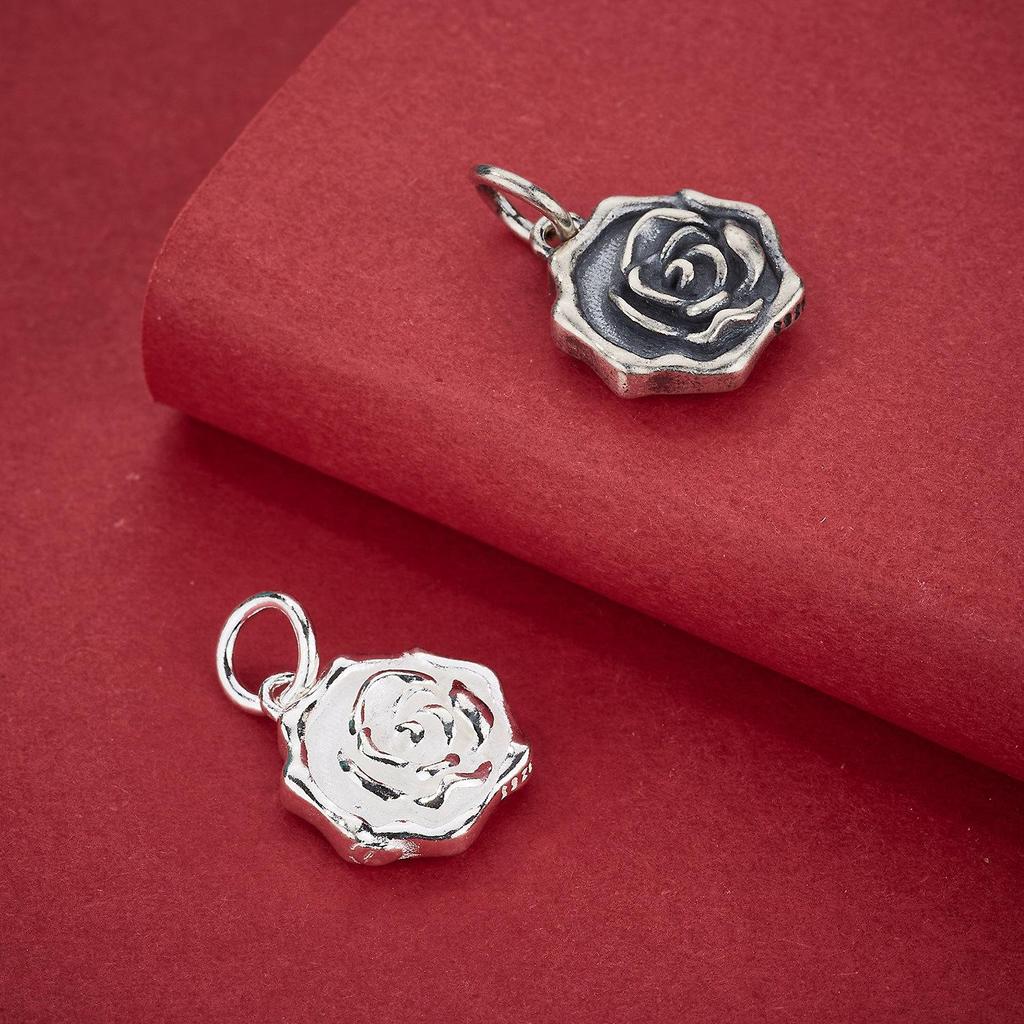 Sterling Silver Rose Flower Pendant & Charm for DIY Bracelets/Necklaces