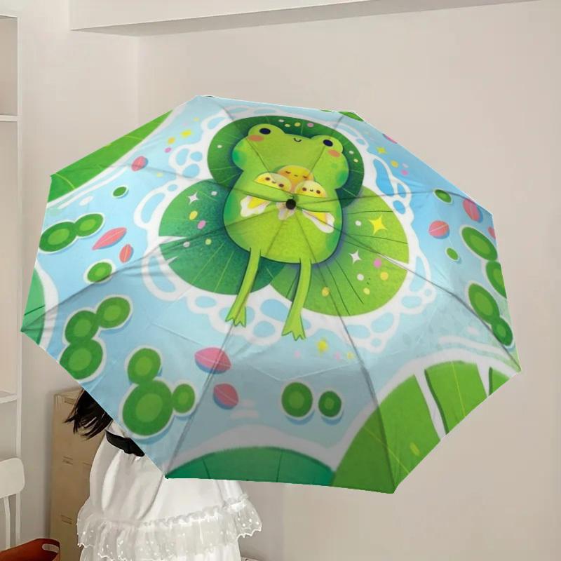 1pc Frog, Pond Automatic Open/Close Umbrella, Folding Compact Umbrella with Lightweight Design for Women/Men Yy251028179