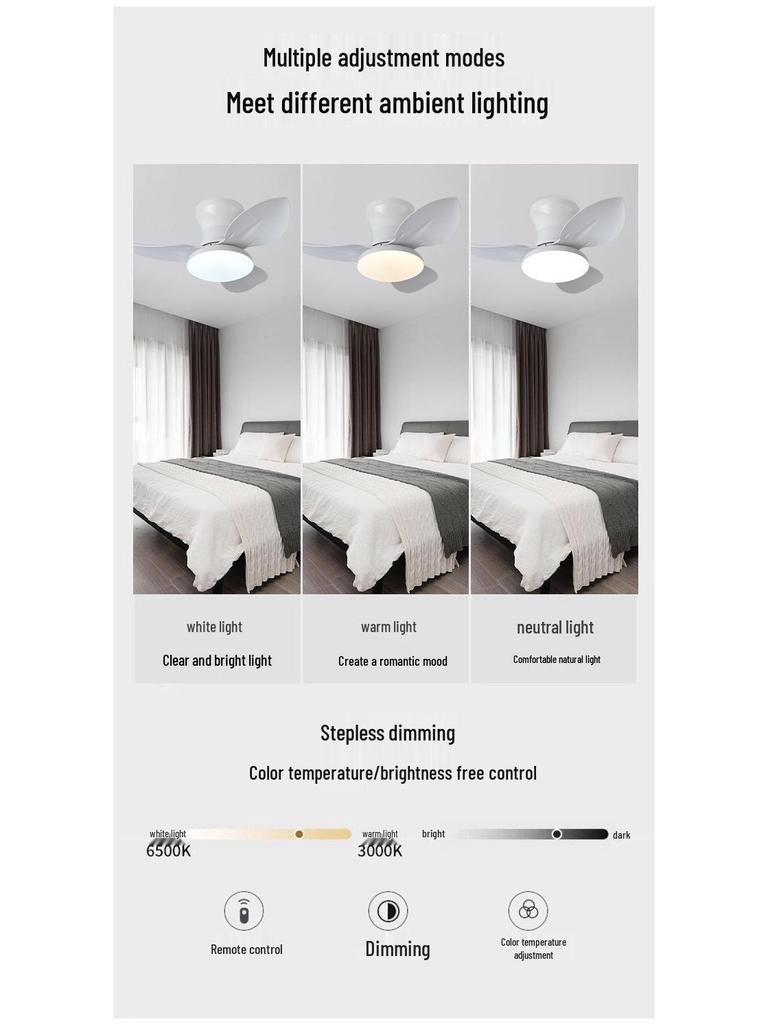Nordic Style High-Wind Straight-Blade Ceiling Fan Light for Bedroom