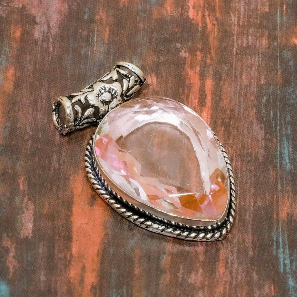 Pink Kunzite Gemstone Handmade Jewelry 925 Sterling Silver Pendant For Her