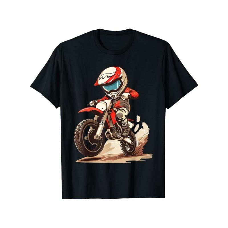 Boys Girls Muddy Track Motorcycle T-shirts Boys Fashion Trends Bottom Shirts See-through Casual Comfortable Boys Girls Best Gift
