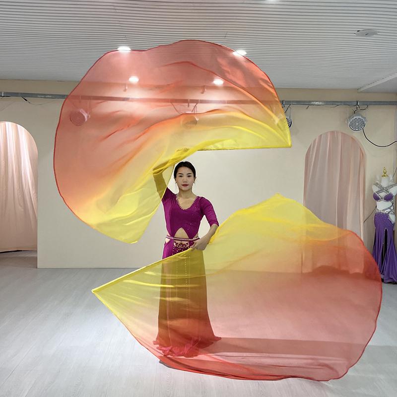Belly Dance Props Flag Church Performance Accessories 190*140Cm Gradual Colors Belly Dance Props Semicircle Flags With Sticks