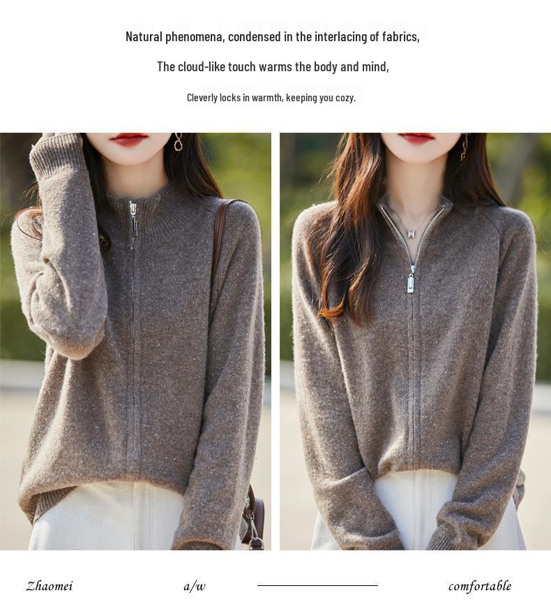 Women's Wool Polka Dot Knit Cardigan - 2025 Autumn/Winter Retro Style Loose Sweater Coat
