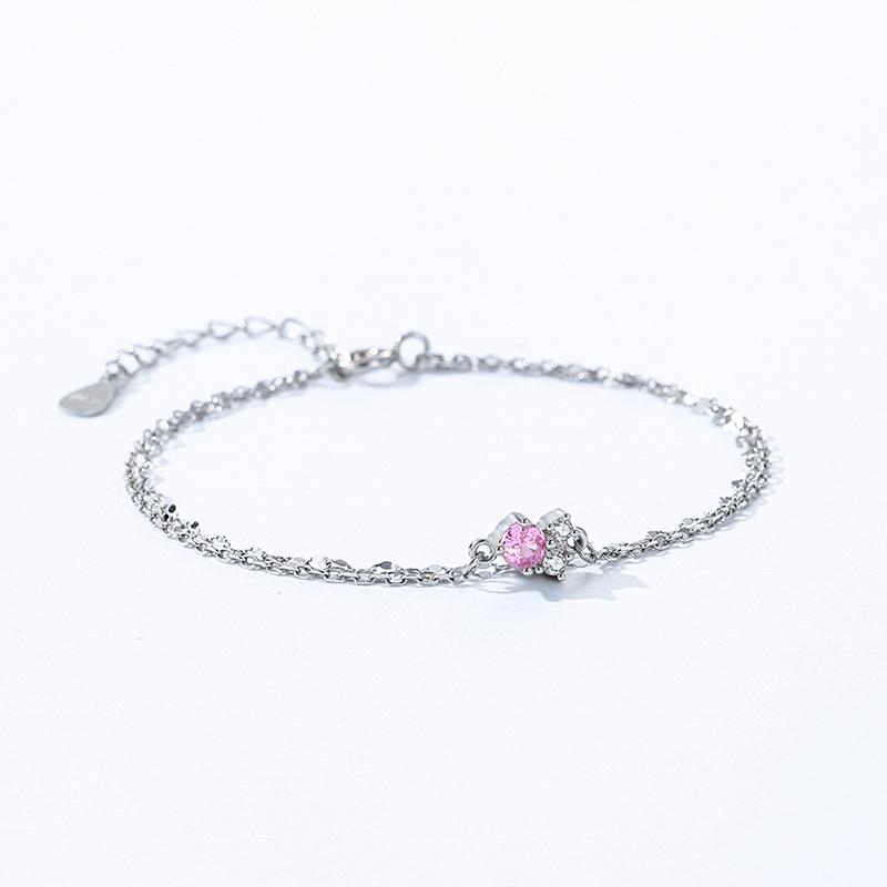 Barbie Bracelet [Sterling Silver·Original Design] Pollen Zircon Double Layer, Temperament and High-Quality First Ins Style Love ZJYSL-YS-008-1