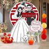 Welcome Sign Wedding Standee: Hand-Painted Cartoon Figure Poster Board for Event Decoration