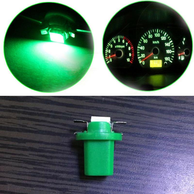 10Pcs T5 B8.5D 5050 1 SMD LED Universal Dashboard Dash Gauge Instrument Light Bulbs Green Plastic Interior Parts Car Accessories