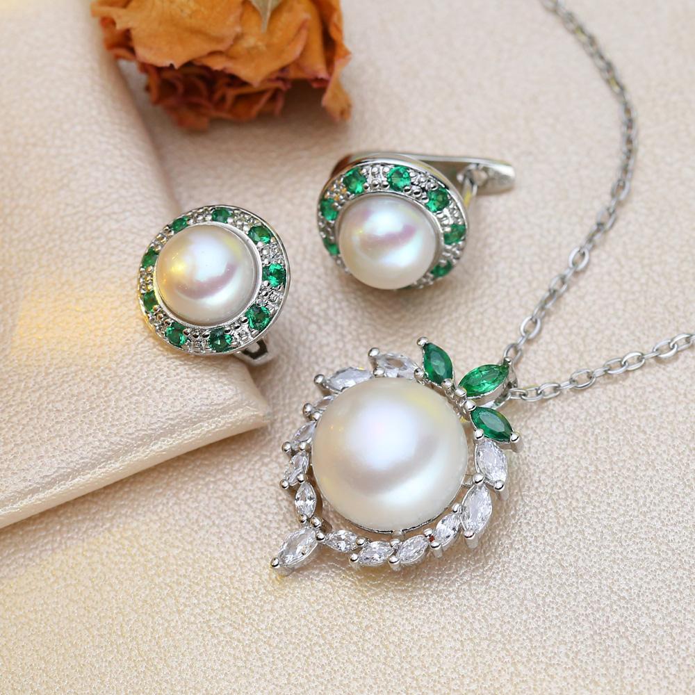 Fashion Leaves Leaf Necklace Earings Freshwater Pearl Jewelry Sets For Women Freshwater Pearl Necklace Pearl Earrings