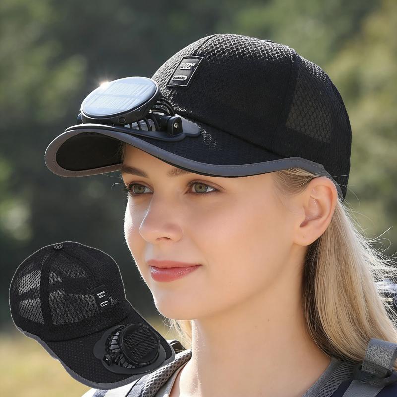 Summer Baseball Cap with Solar-Powered Fan and UV Protection for Outdoor Activities