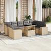 Vidaxl 10-Cz. Garden Furniture Set With Cushions, Beige, Poly Rattan