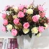 Multicolor Lifelike Rose Flowers 12 Heads Simulation Plants Leaves  Party Supplies