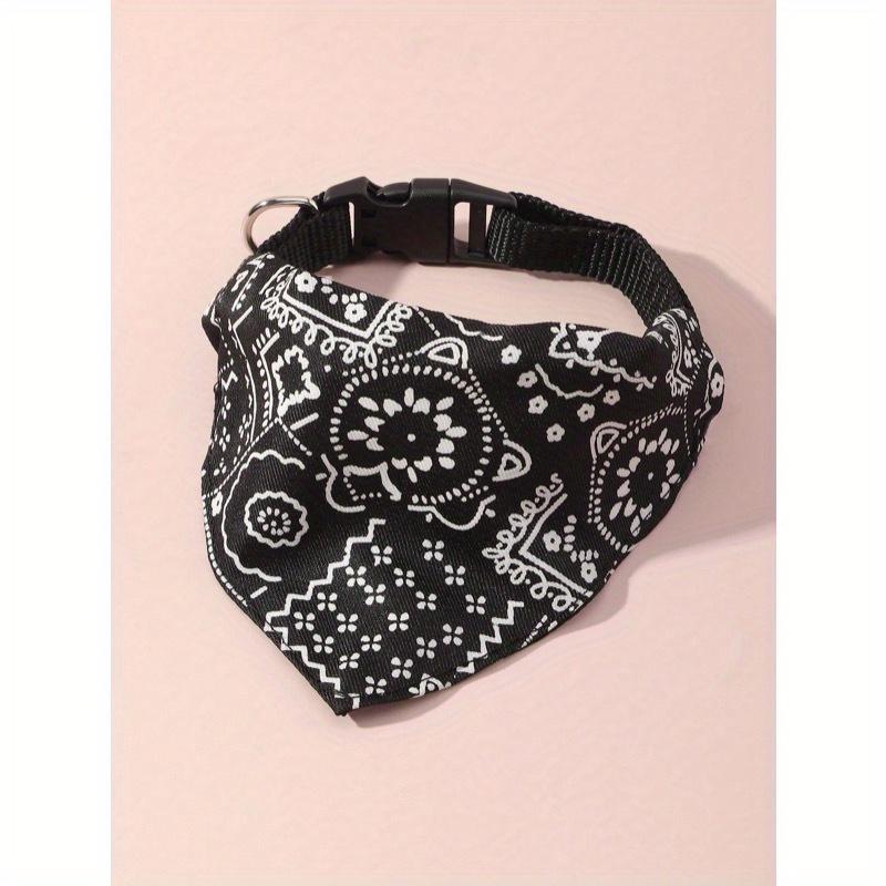 

1 шт. Регулируемая принтованная ПУ бандана для питомца с пряжкой для поводка, подходит для собак малых и средних размеров M