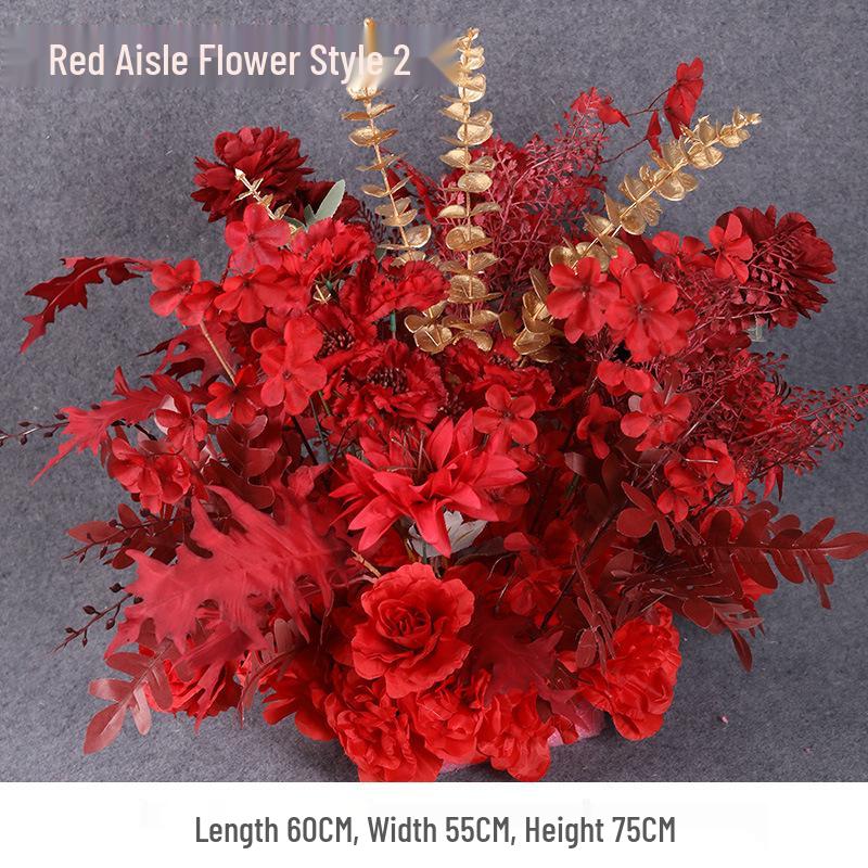 2025 Wedding Floral Decoration: Engagement Banquet Scene, Road/Stage Floral Rows, Arch Flowers, Artificial Background Simulation, Floral Art.