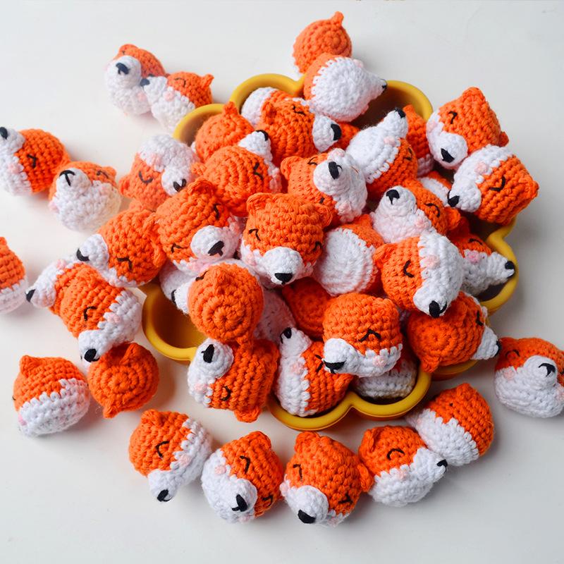 5pc Crochet Beads Animal Rabbit  Chewable Beads DIY Wooden Teething Knitting Beads Jewelry Crib Sensory Toy Baby Teether