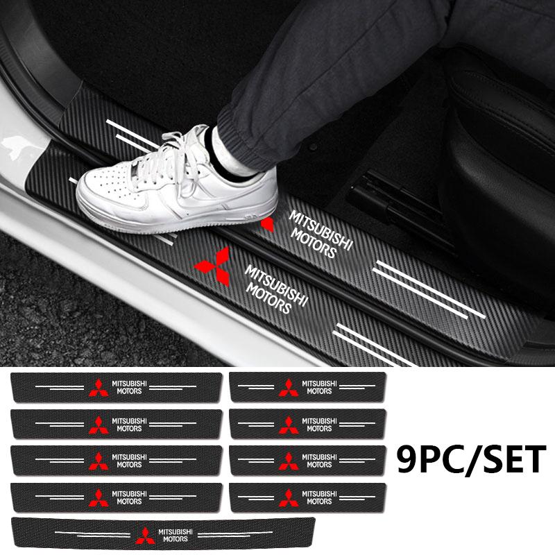 New Car Door Plate Carbon Fiber Threshold Protector Sticker Decals For Mitsubishi Outlander ASX Cross Pajero EVO Lancer L200 EX ZL0