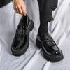 Sur-chaussures mocassins, petites chaussures en cuir, chaussures en cuir brillantes rehaussées à semelles épaisses style britannique, chaussures décontractées