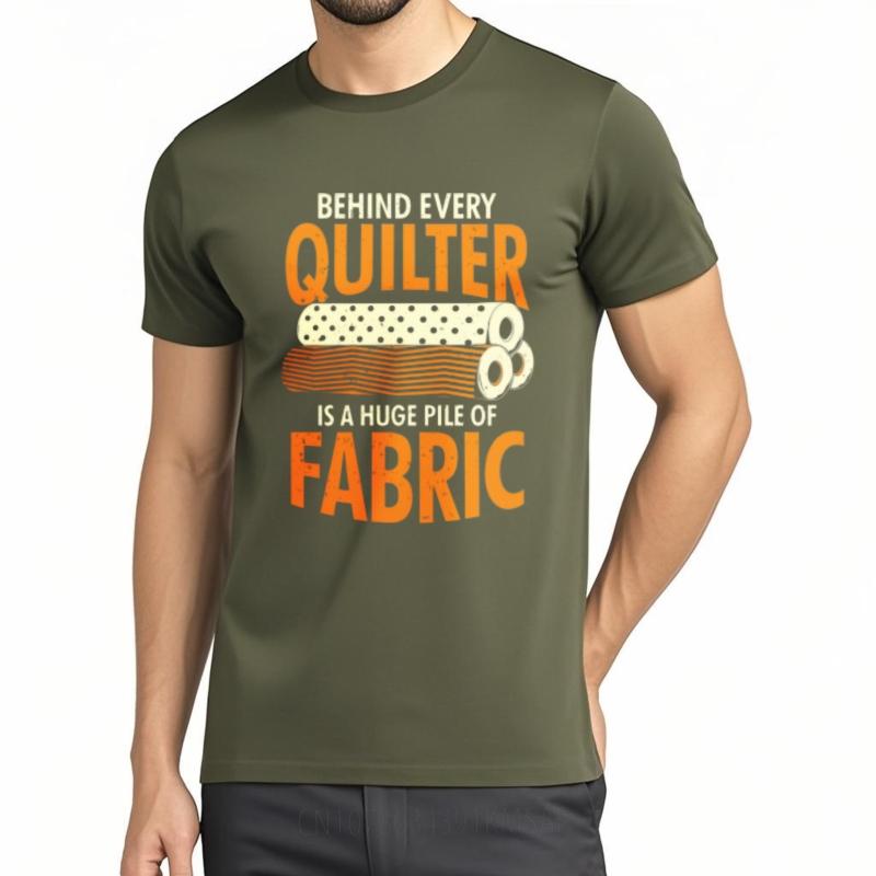 Plus Size Tshirt Soft For Unisex short sleeve tshirt Oversized Behind Every Quilter Is A Huge Pile Of Fabric Retro Boys Tee shirt